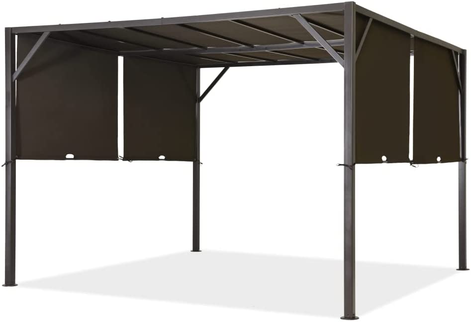 Pérgola metálica Santorini, 3x3m Montaje Fácil, Color Chocolate. Garden Point