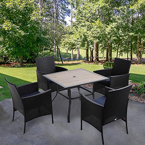 Conjunto en patio exterior con Juego de 2 sillas de ratán Fabricadas en Polyrattan y Estructura de Acero,  para jardín y balcón Impermeable. PHIVILLA. 