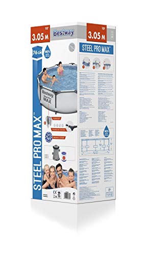 Piscina Desmontable Tubular Steel Pro Max 305x76 cm con Depuradora de Cartucho 1.249 litros/hora【4.700 litros】. Bestway 56408
