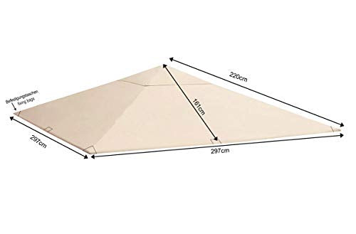 Medidas del techo de repuesto para pabellón de jardín 3 x 3 m Beige. QUICK STAR