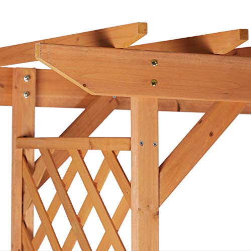 Pérgola Arco de madera para Rosas y plantas trepadoras 230x162x79 cm. Detalle estructura.Relaxdays
