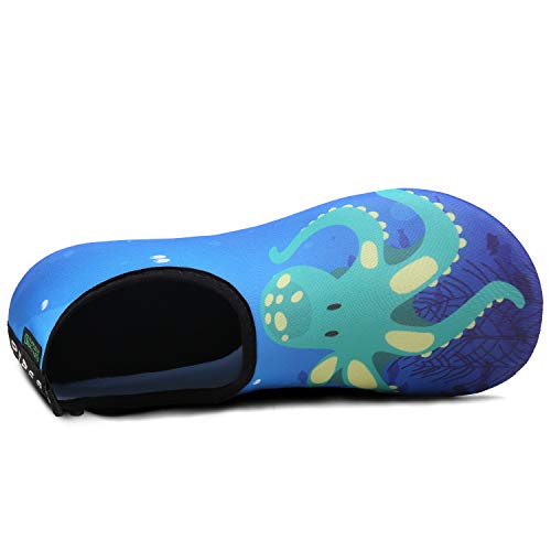 Vista cenital de los Zapatos de Natación infantil para Piscina, Playa o Parque acuático, Pulpo Azul, 32/33. SAGUARO