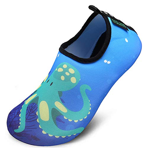 Zapatos de Natación infantil para Piscina, Playa o Parque acuático, Pulpo Azul, 32/33. SAGUARO
