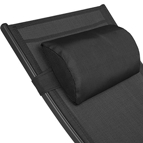 Detalle del reposacabezas del Set de 2 Tumbonas Impermeable Incluye Reposacabezas, Respaldo Regulable en 5 Posiciones (Negro | No. 403067). 800675. TecTake