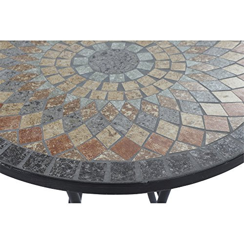 Vista del tablero de la Mesa decorativa para jardín o terraza Garden  Siena.  romantica  estructura hierro mesa mosaico multicolor