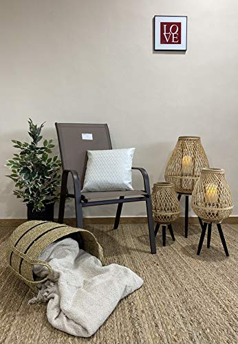 Bonito salón decorado con la Silla Metálica APILABLE con Lona PVC. Ideal para Jardin O TERRAZA. (75 x 55 x 96cm) (Gris/Lona Gris Oscuro). Thesecrethome