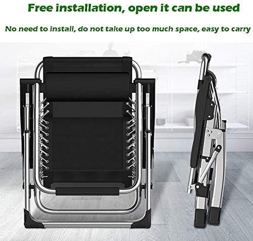 Vista plegada frontal y de perfil de la Silla reclinable EXTRA ANCHA y ROBUSTA para descansar al Aire Libre con Gravedad Cero, con portavasos, respaldo Ajustable, con Cojines extraíbles que soporta hasta 200 kg. DQCHAIR 