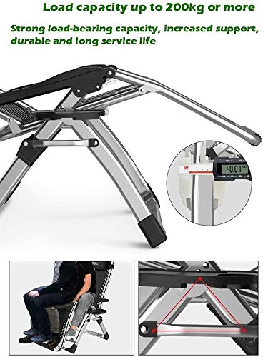 Detalles de la Silla reclinable EXTRA ANCHA y ROBUSTA para descansar al Aire Libre con Gravedad Cero, con portavasos, respaldo Ajustable, con Cojines extraíbles que soporta hasta 200 kg. DQCHAIR