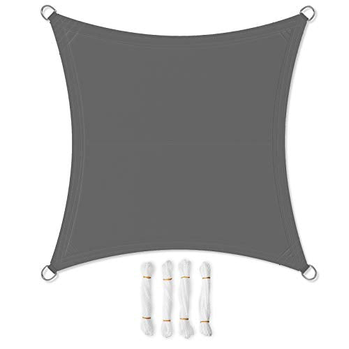Set de producto del Toldo Vela de Sombra 3x3 m para Jardín, Resistente a la Intemperie Protección Solar, PES Poliéster, 93% Bloque UV, Gris Antracita GSH33GYV1. SONGMICS