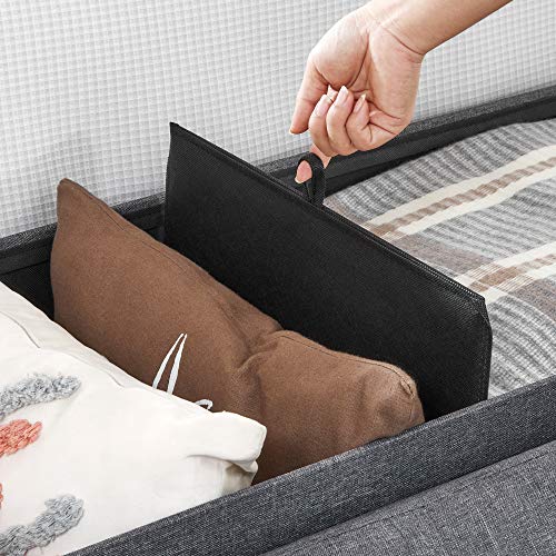Banco con Almacenamiento grande. Cofre Puff Otomana, Plegable, Carga Estática Máx. 300 kg, 120 L, 110 x 38 x 38 cm, Imitación Lino, Gris Oscuro LSF77K. SONGMICS