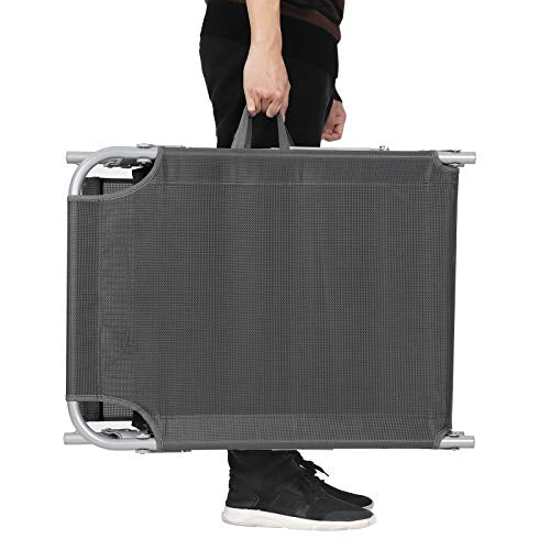 Asas para transportar la Tumbona Reclinable con Reposacabezas, Respaldo y Parasol Reclinables, Ligera, Plegable, 53 x 193 x 29,5 cm, Carga 150 kg, para el Jardín, Gris Oscuro GCB19UV1. SONGMICS