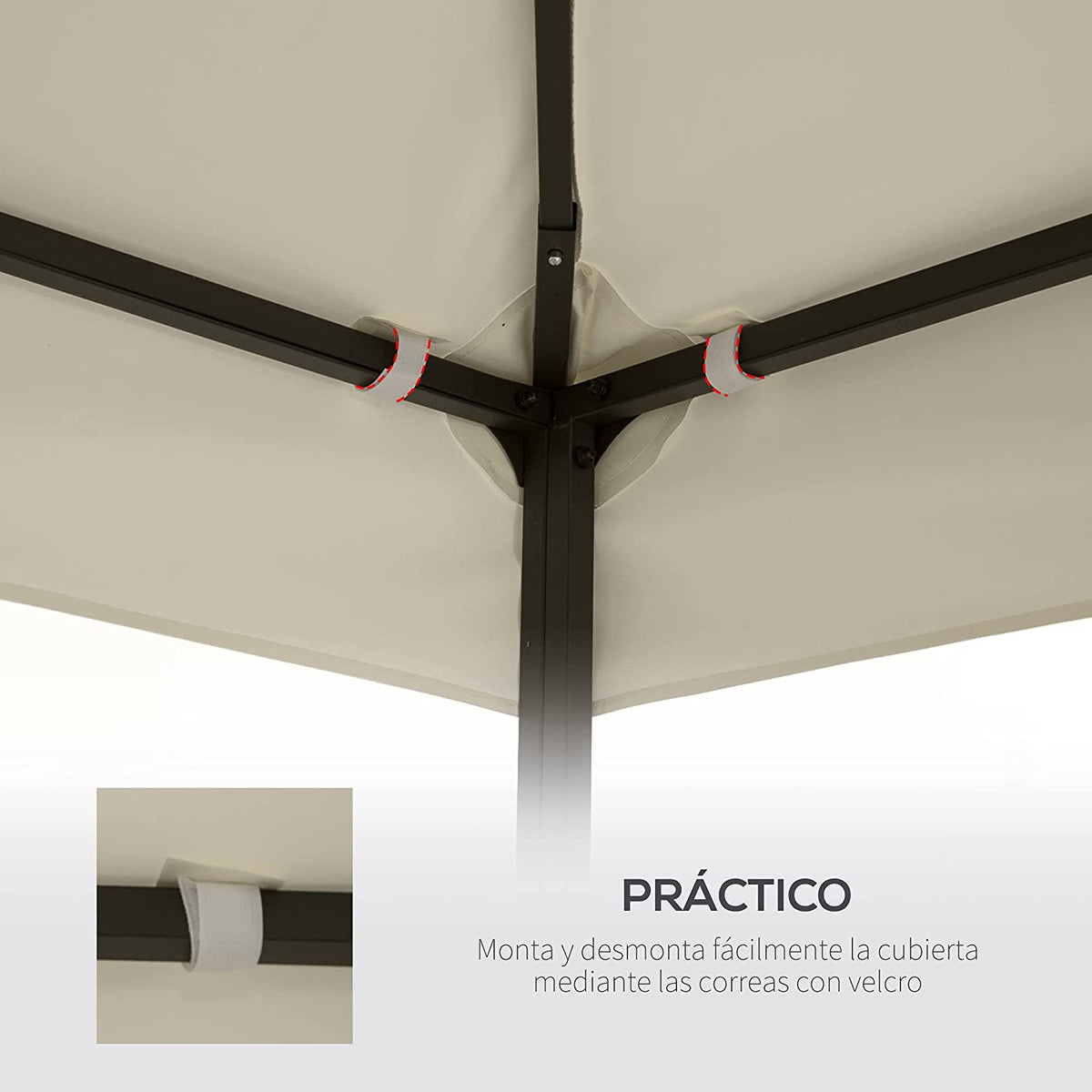 Techo de Reemplazo 3X3 m para Carpa, Color Crema. Outsunny