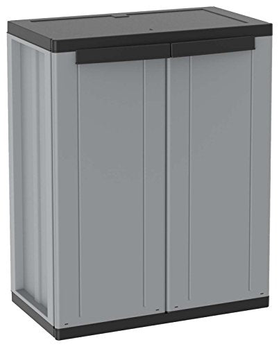 Armario 2 Puertas y 1 Estante Interno, 68x37,5x85 cm. Gris/Negro. Terry, Jline 68