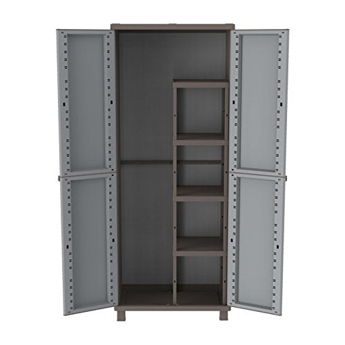 Terry, Jwood 368, Armario Alto 2 Puertas con 1 Estantería Interna y 4 Estantes, Gris, 68x37,5x170 cm | maxjardin