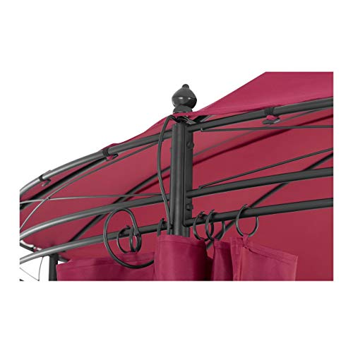 Carpa Redonda, Diámetro, 3,5 m, Lona: 180 g/m2, Color Tinto. Protección UV. Vista detalle decoraciones de estructura. Uniprodo