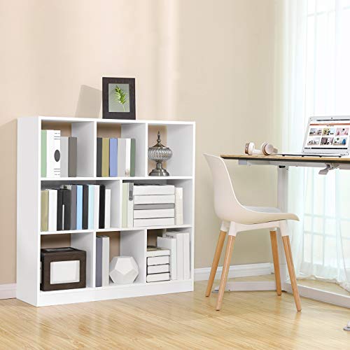 Estudio o despacho con Librería de Madera Blanca con Cubos y estantes Abiertos para Libros en Sala de Estar, Dormitorio y Oficina, LBC52WT. VASAGLELibrería de Madera Blanca con Cubos y estantes Abiertos para Libros en Sala de Estar, Dormitorio y Oficina, LBC52WT. VASAGLE