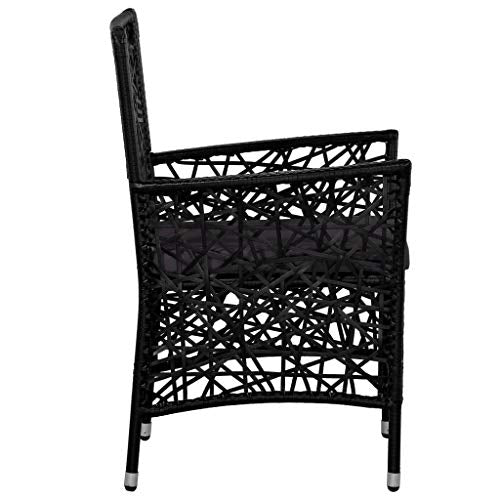 Vista de perfil de Juego de 2 Sillones para Patio o Jardín en Ratán Sintético y Cojines Negro o Gris. VidaXL