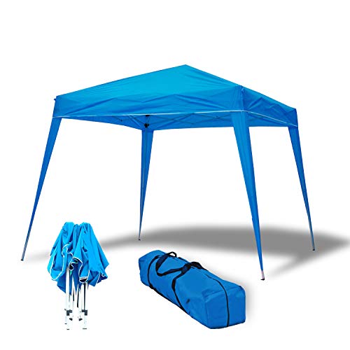 Carpa Plegable 3x3m de jardín, Compact Azul, terraza, Camping, Playa. Vista de producto plagado y desplegado von bolsa de transporte. Wasabi
