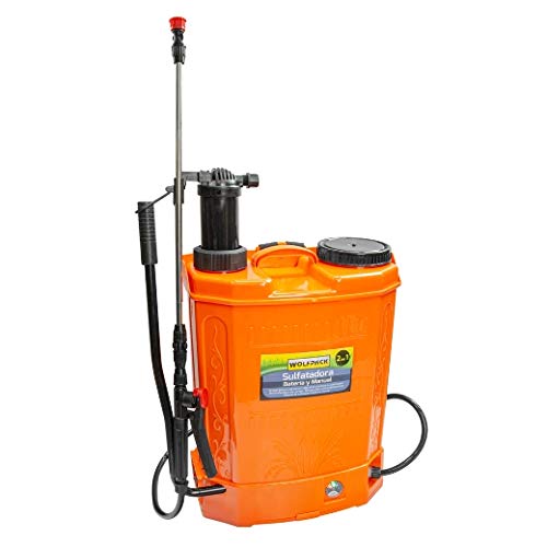 Sulfatadora Doble Uso, Manual o con Batería Recargable. 12 V / 8 Amperios. LINEA PROFESIONAL . WOLFPACK